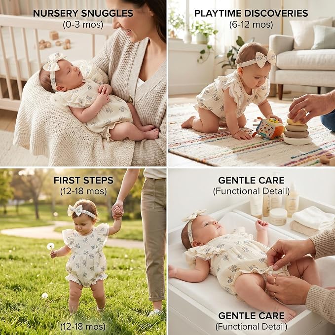 TITKKOP Ruffle Bubble Romper for Baby Girl | One-Piece Shorts Jumpsuit | Summer - Image 2