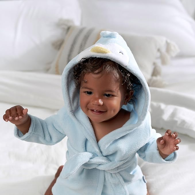 Gerber Baby Boys & Girls Plushy Soft Hooded Animal Character Bathrobe - Image 3