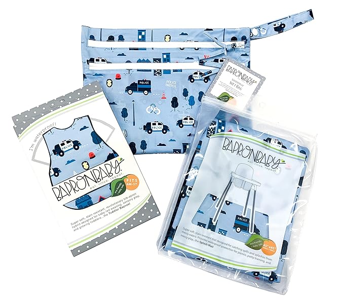BapronBaby Be Brave - Police Patrol Bapron - No Neck Tie Safer Bib for Baby & Toddler - Soft Waterproof Stain Resistant - Machine Washable - Sz Preschool 3-5yrs