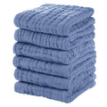 Muslin Baby Washcloths 6 Pack, 100% Cotton Wash Cloths for Babies, Large 12''X12'' Burp Cloths Absorbent and Soft for Newborn Infants Kids Boys Girls - Sapphire Blue