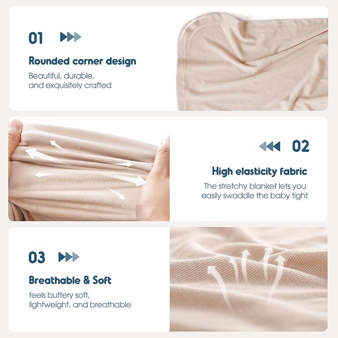 3-Pack Ultra Soft Stretchy Jersey Knit Baby Swaddle Blankets, 33x44 | Snug - Image 5