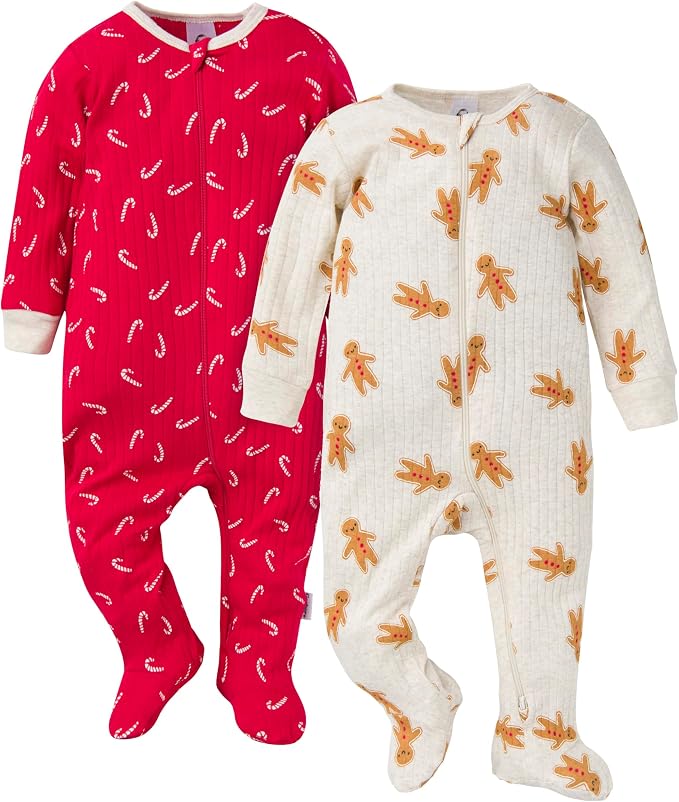 Gerber baby-girls Baby Unisex 2-pack 2-way Zip Textured Sleep 'N Play by Gerber
