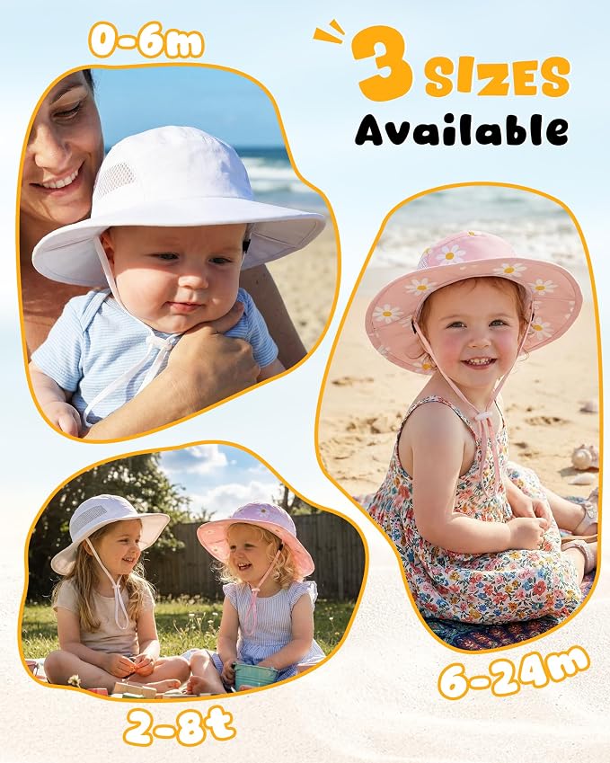 HONGTEYA 2 Pack Baby Sun Hat Infant Toddler Boys Girls Sun Protection Bucket - Image 6
