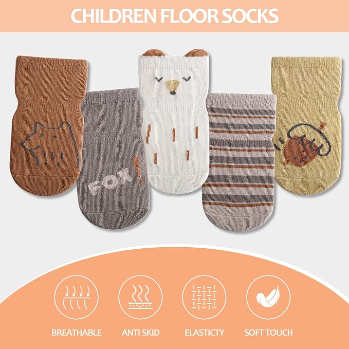 TRUEHAN 5 Pairs Toddler Non Slip Socks - Image 5