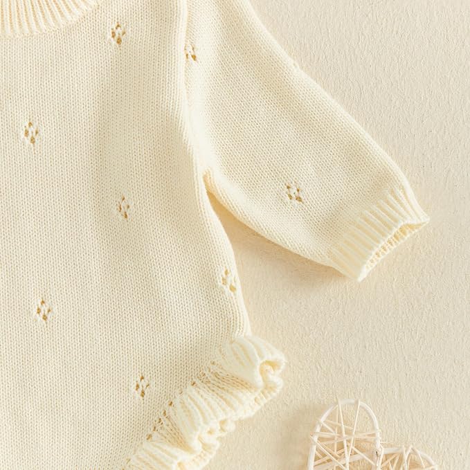 Mubineo Baby Girl Fall Winter Clothes Basic Plain Cute Sweater Romper Outfit - Image 6