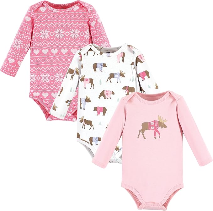 Hudson Baby Baby Girls' Cotton Long-sleeve Bodysuits 3-pack by HudsonBaby