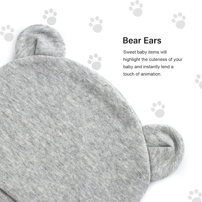 Newborn Baby Hat and Mittens Set Bear Ears Toddler Infant Beanie Caps Newborn - Image 4