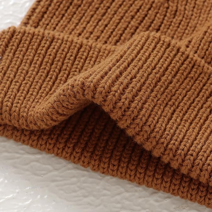 Hadetoto Cotton Baby Beanie Winter Knitted Hat, 2 Pack | Bear Ear Design - Image 7