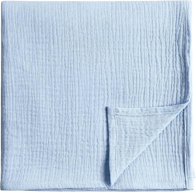 Meracorallo Muslin Swaddle Blanket, 100% Cotton Receiving Blanket, Sky Blue | by Meracorallo