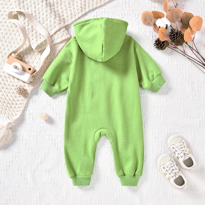 Unutiylo Unisex Baby Boys Girls Long Sleeve Infant Baby Zipper Hooded Jumpsuits - Image 4