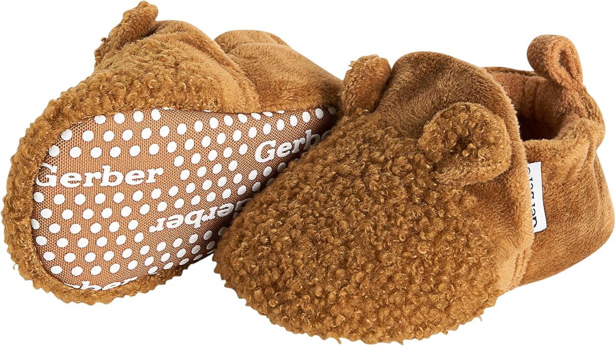Gerber Baby Girls Fleece Lined Non Skid Soft Slipper Booties - Image 3