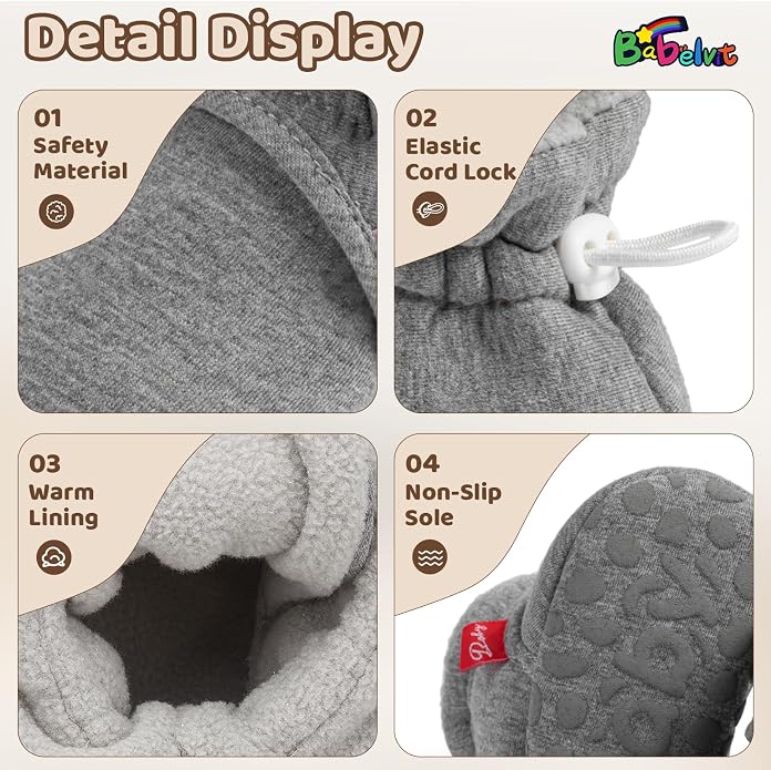 Babelvit Newborn Baby Boy Girl Soft Fleece Booties Stay On Infant Slippers - Image 5