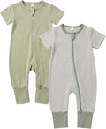 Baby Boy Girl Infant Rompers Short Sleeve Cotton Zipper Footless Summer by BeiVSlley