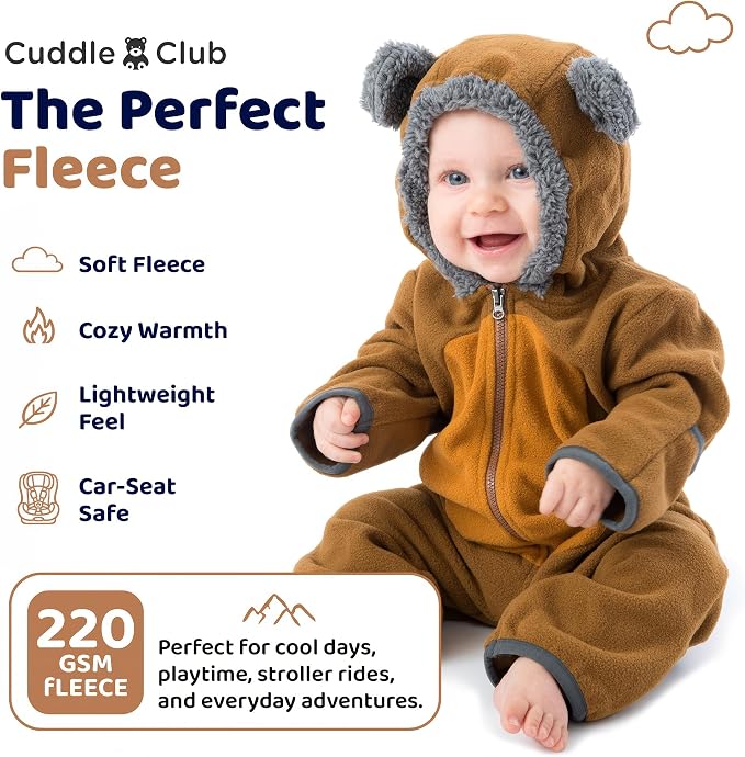 Cuddle Club Fleece Baby Bunting Bodysuit Hoodie, Newborn - Image 4