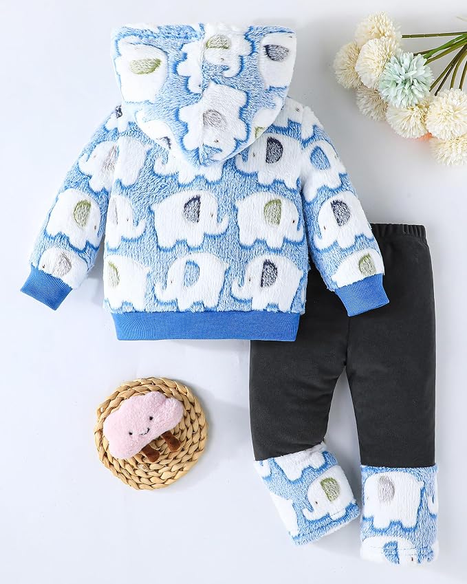 Jecson Toddler Girl Clothes Baby Girl Fleece Hoodie Outfits Thick Thermal - Image 9
