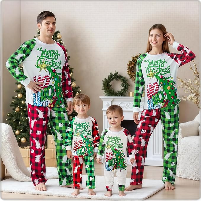 Awoscut Family Christmas Pajamas Matching Pajamas for Family, Xmas PJs Sets Holiday Sleepwear