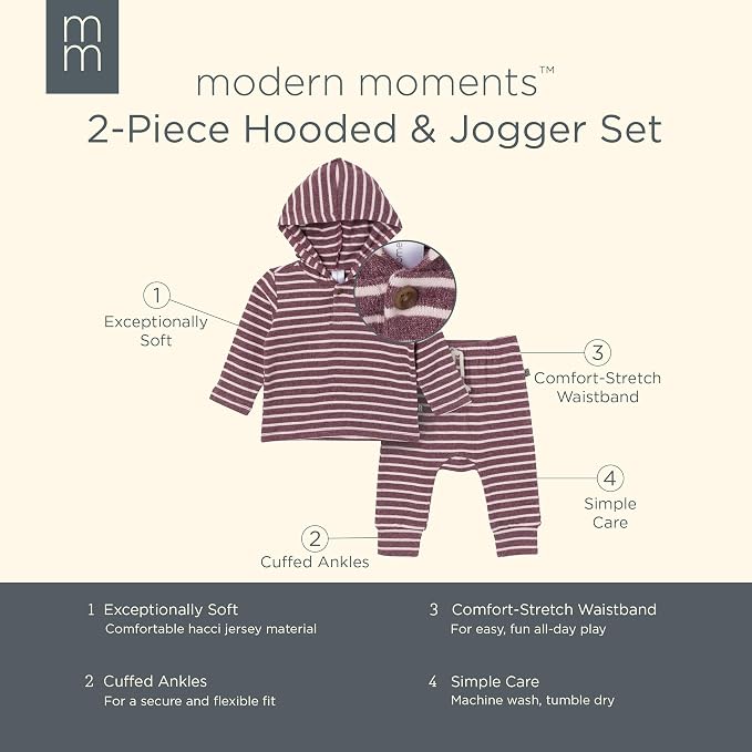 Modern Moments by Gerber Baby Hooded Hacci Top and Pant Set - Image 6