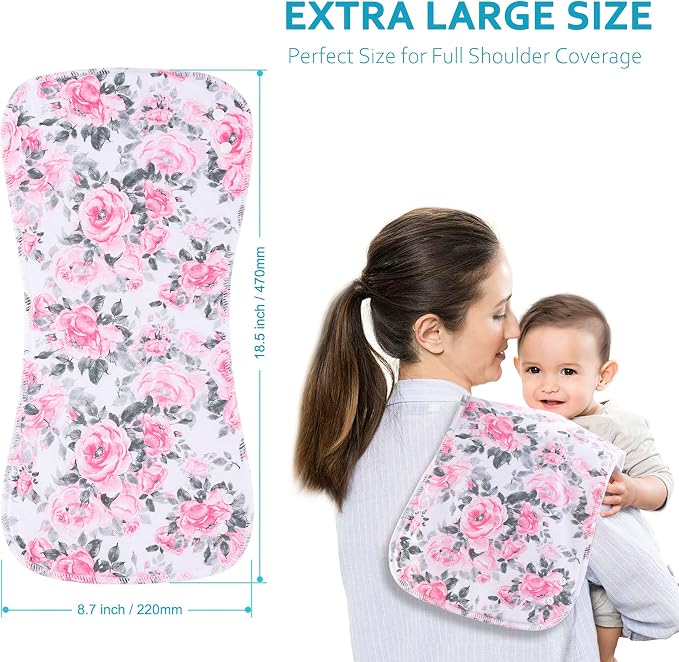 Baby Burp Cloths & Baby Bibs 2-in-1 Design Large Size 3 Layers Thicken Cotton - Image 8