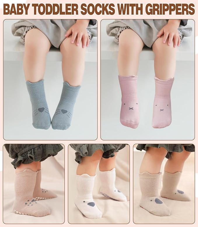 LANLEO Baby Toddler Socks with Grips Baby Toddlers Girls Boys Non Slip Grip - Image 3