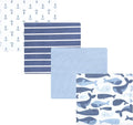 Hudson Baby Unisex Baby Cotton Flannel Receiving Blankets 4-Pack, Cute Whales by HudsonBaby