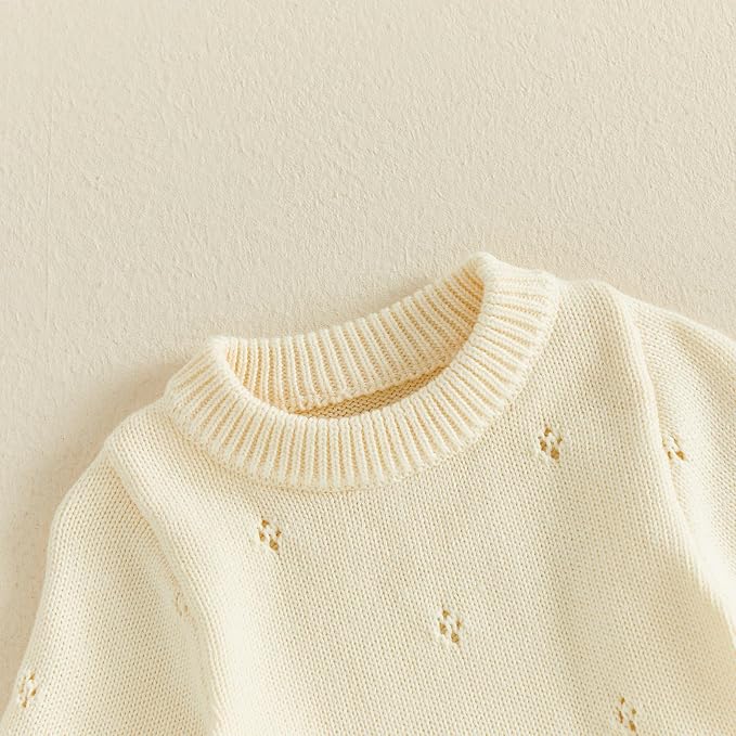 Mubineo Baby Girl Fall Winter Clothes Basic Plain Cute Sweater Romper Outfit - Image 5