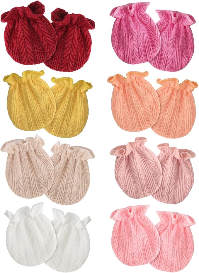 AQOKKA Newborn Baby Mittens No Scratch Cotton Elastic Wrist Gloves Infant by AQOKKA