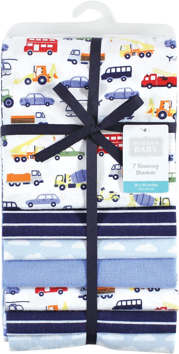 Hudson Baby Unisex Baby Cotton Flannel Receiving Blankets Bundle, Colorful - Image 2