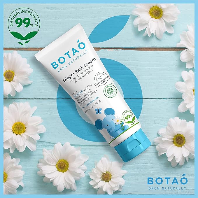 Baby's Natural Diaper Cream | Organic Diaper Cream EWG Verified | Naturally Soothes Baby Rashes | Baby zinc Ointment Natural | For Sensitive Skin with Aloe Vera & Calendula, 2.5Oz (2 Pack)