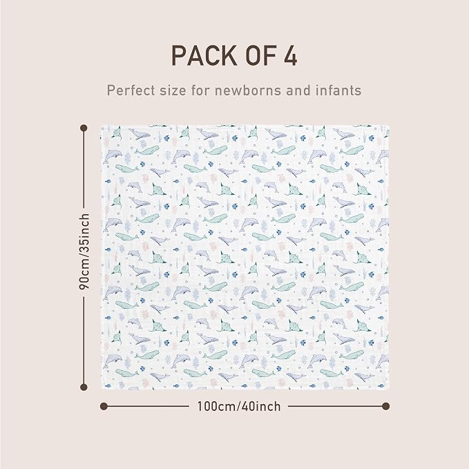 GLLQUEN BABY Muslin Swaddle Blankets 4Pk Receiving Blanket Large 35" x 40" | - Image 5