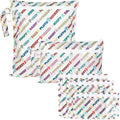 Bumkins - Waterproof Wet Bag, Wet/Dry Clutch & Clear Travel Bags - For Beach, Baby, Travel, Cloth Diapers, Pump Parts, Pool, Gym, Toiletries -Reusable & Easy to Clean -Mickey & Friends Varsity -5 Pack