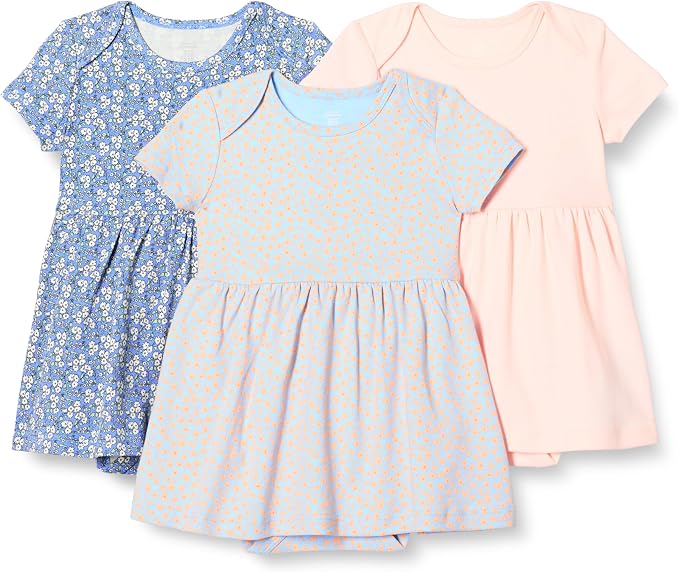 Amazon Essentials Baby Girls' Short Sleeve Bodysuit Dress, Everyday Dresses by AmazonEssentials