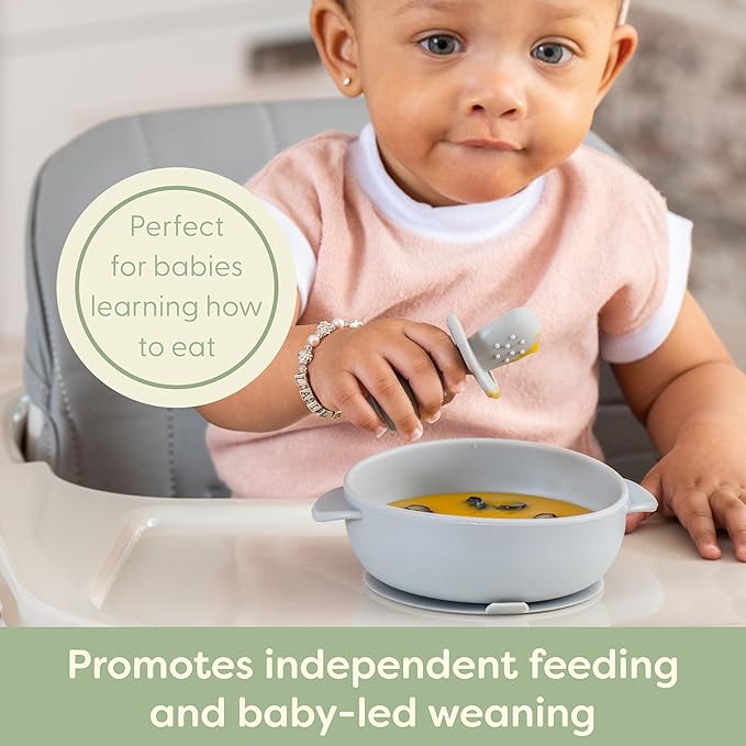 UpwardBaby Baby Spoons Self-Feeding with Anti-Choke Barrier - BPA-Free Silicone Utensils for Baby-Led Weaning & First-Stage Infant Spoons - 6+ Months and Toddler Friendly (3 Pack)