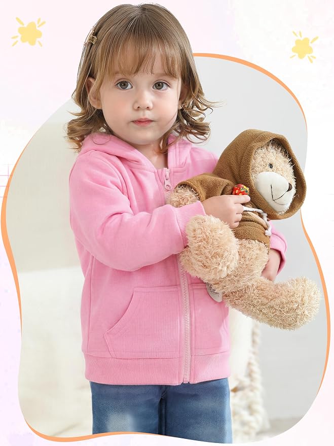 Cooraby 3 Pieces Baby and Toddler Girls Fleece Full-Zip Hoodies Lightweight - Image 4