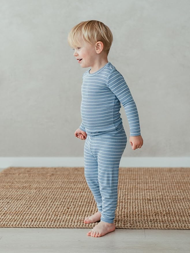 AVAUMA Stripe Pattern Baby Boys Girls Pajama Set Kids Toddler Snug fit Ribbed - Image 5