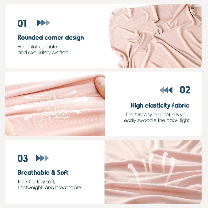 Newborn Swaddle Blanket, Ultra Soft Stretchy Jersey Knit Receiving Blankets 2 - Image 5