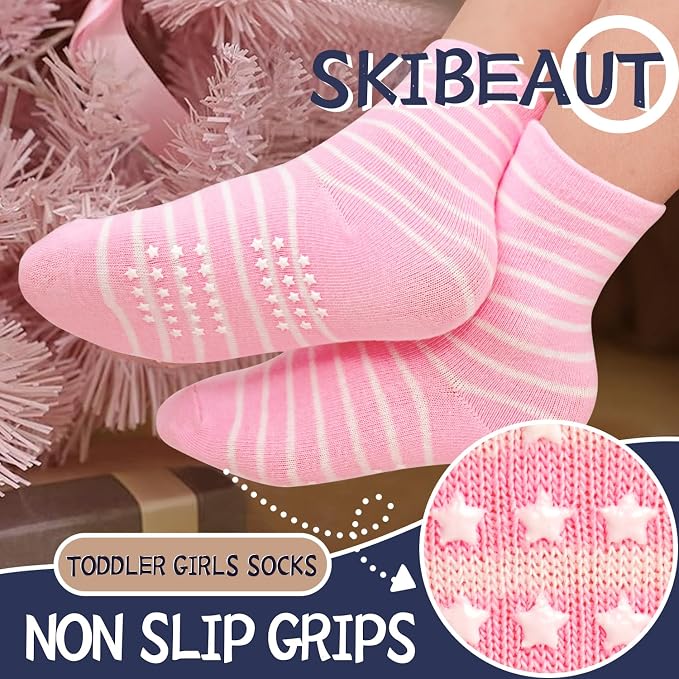 SkiBeaut Baby Toddlers Girls Socks, 12 Pairs Non Slip Kids Grips Toddler Grippy - Image 3