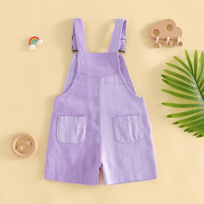 Fernvia Toddler Kids Baby Girl Boy Contrast Color Overalls Shorts Clothes - Image 6