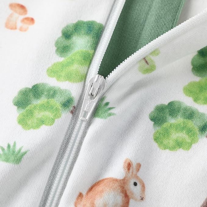 Owlivia Organic Cotton Baby Boy Girl Zip up Sleep 'N Play Pjs, Footless, Long Sleeve