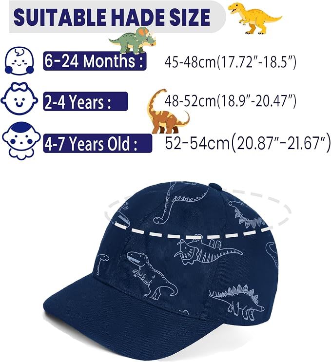 Toddler Sun Hats Baby Boys Cap Girls Adjustable Dinosaur Baseball Kids Hats - Image 4