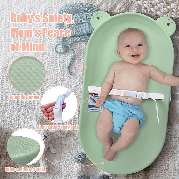 Baby Changing Pad, EVA Waterproof Non-Slip Changing Table Pad with Adjustable Strap for Dresser Changing Table Nursery, Portable Diaper Changing Pad, Green
