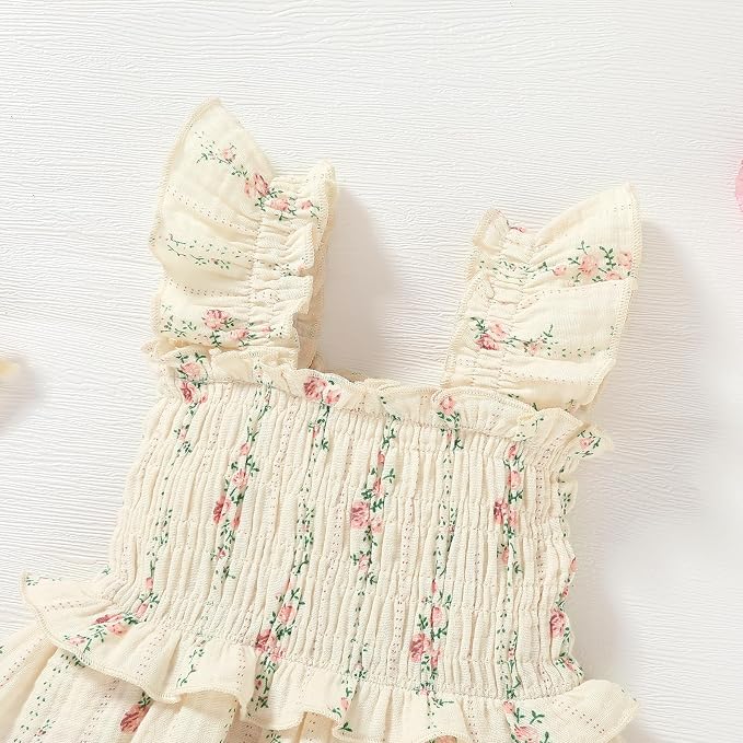 YOUNGER TREE Baby Girl Clothes Ruffle Romper Boho Dress Summer Cake Smash - Image 5