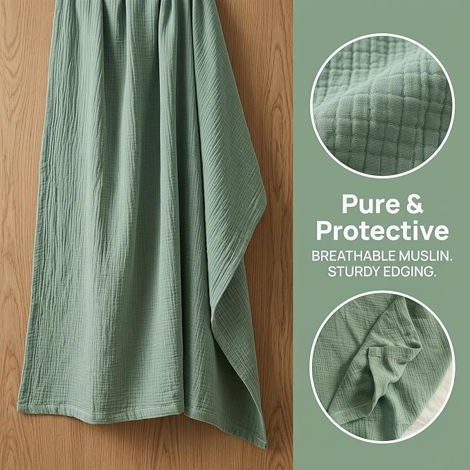 3 Pack Ultra Soft Checkered Muslin Swaddle Blankets 38"x40" Cotton Newborn - Image 3