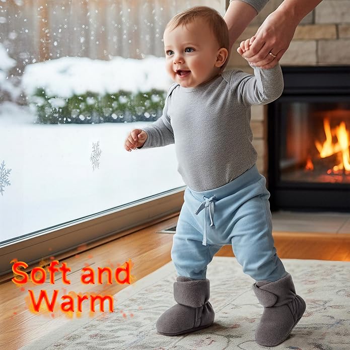 Bufims Baby Fleece Booties Newborn Unisex Booties Non-Slip Newborn Infant First - Image 6