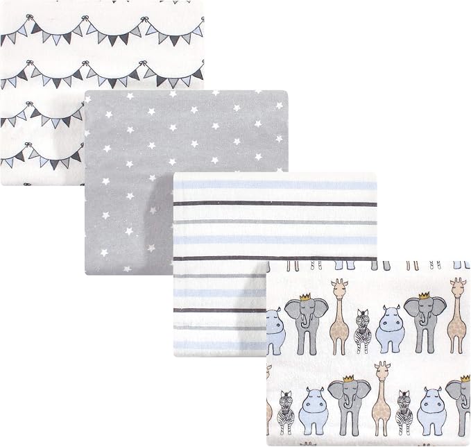 Hudson Baby Unisex Baby Cotton Flannel Receiving Blankets, Royal Safari by HudsonBaby