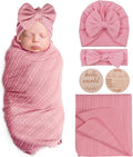 AQOKKA Newborn Receiving Blanket Wheat Ear Bow Hat Hairband Set by AQOKKA