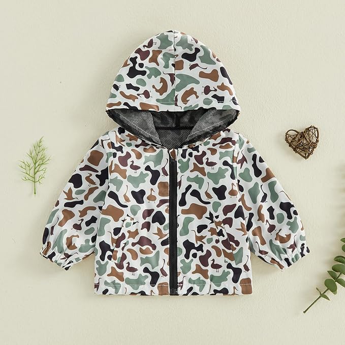 Toddler Baby Boy Lightweight Hooded Jacket Excavator Coat Outwear | Truck Print - Image 5