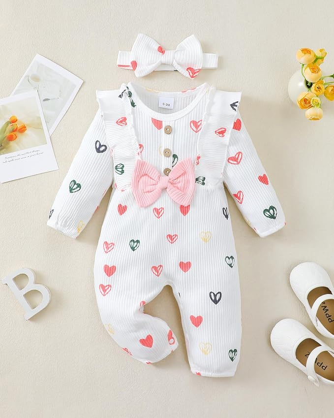 Mioglrie Newborn Baby Girl Clothes 1 Piece Infant Fall Winter Romper Outfit | - Image 2