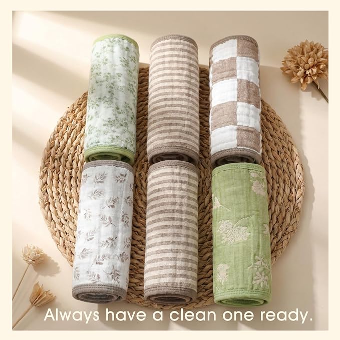 Muslin Baby Burp Cloths Organic Cotton Blend Set | 20x10 Inches, Reversible - Image 6
