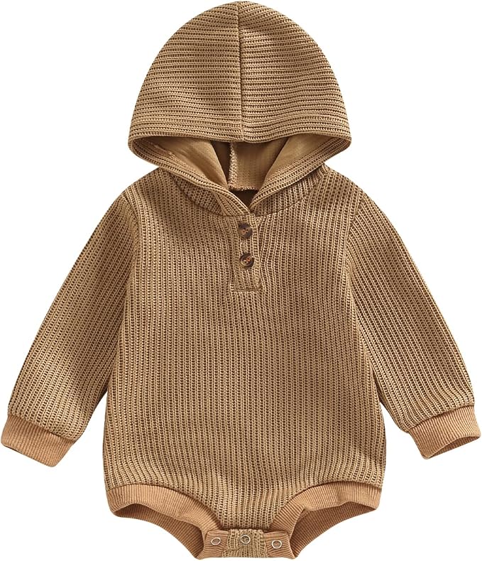 Thorn Tree Newborn Baby Boys Hooded Sweatshirt Long Sleeve Solid Romper Infant by ThornTree
