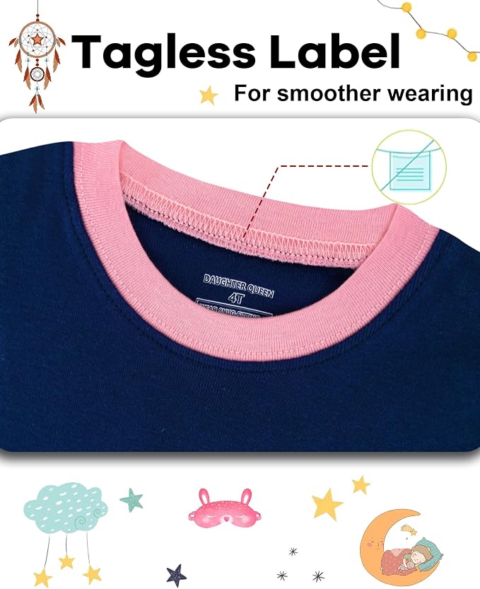 DAUGHTER QUEEN Girls Summer Pajamas Set 4 Pieces 100% Cotton Sleepwear Size 18 - Image 3